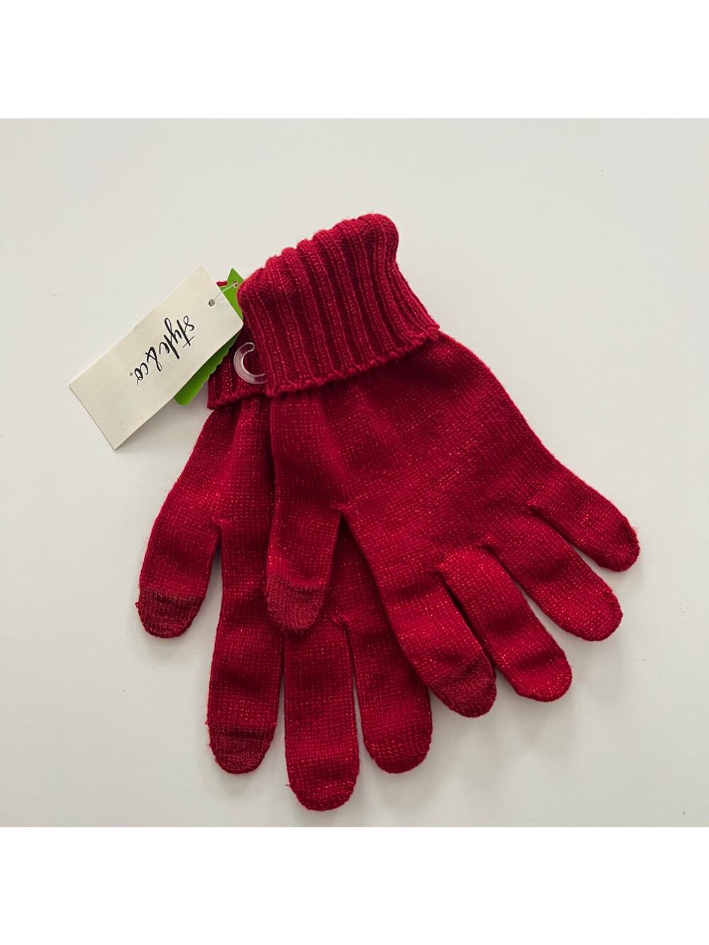 Style & Co metallic knit gloves red